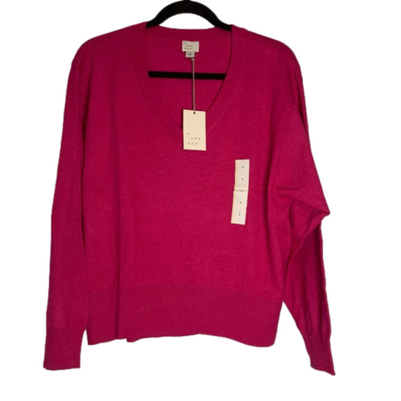 Nwt a new day Pink Long Sleeve Sweater V Neck Size Small Not heavy lighter - Picture 1 of 6